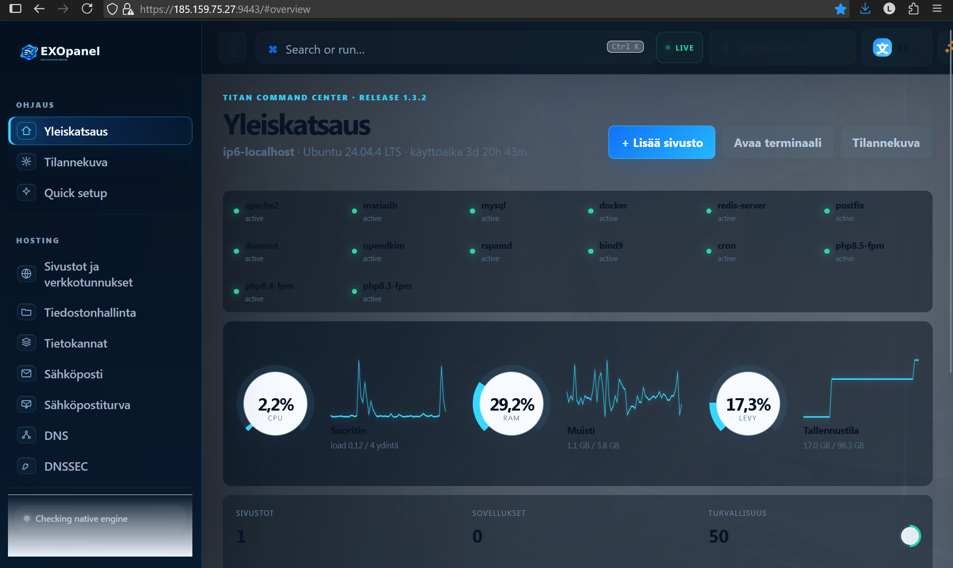Compact command mode — EXOpanel